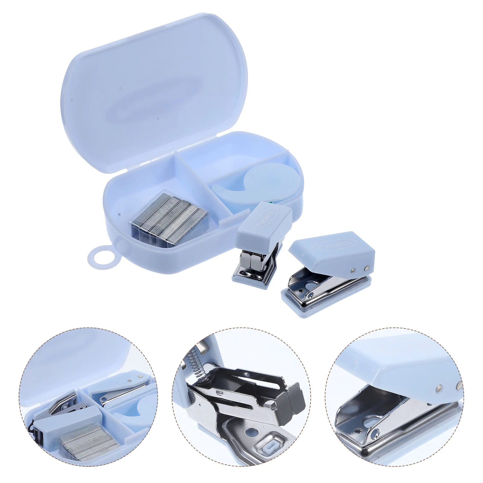 3 in Stapler Kit Hand Account Tool Box Stapler Puncher Tape Dispenser Craft Tools Office Supplies Portable