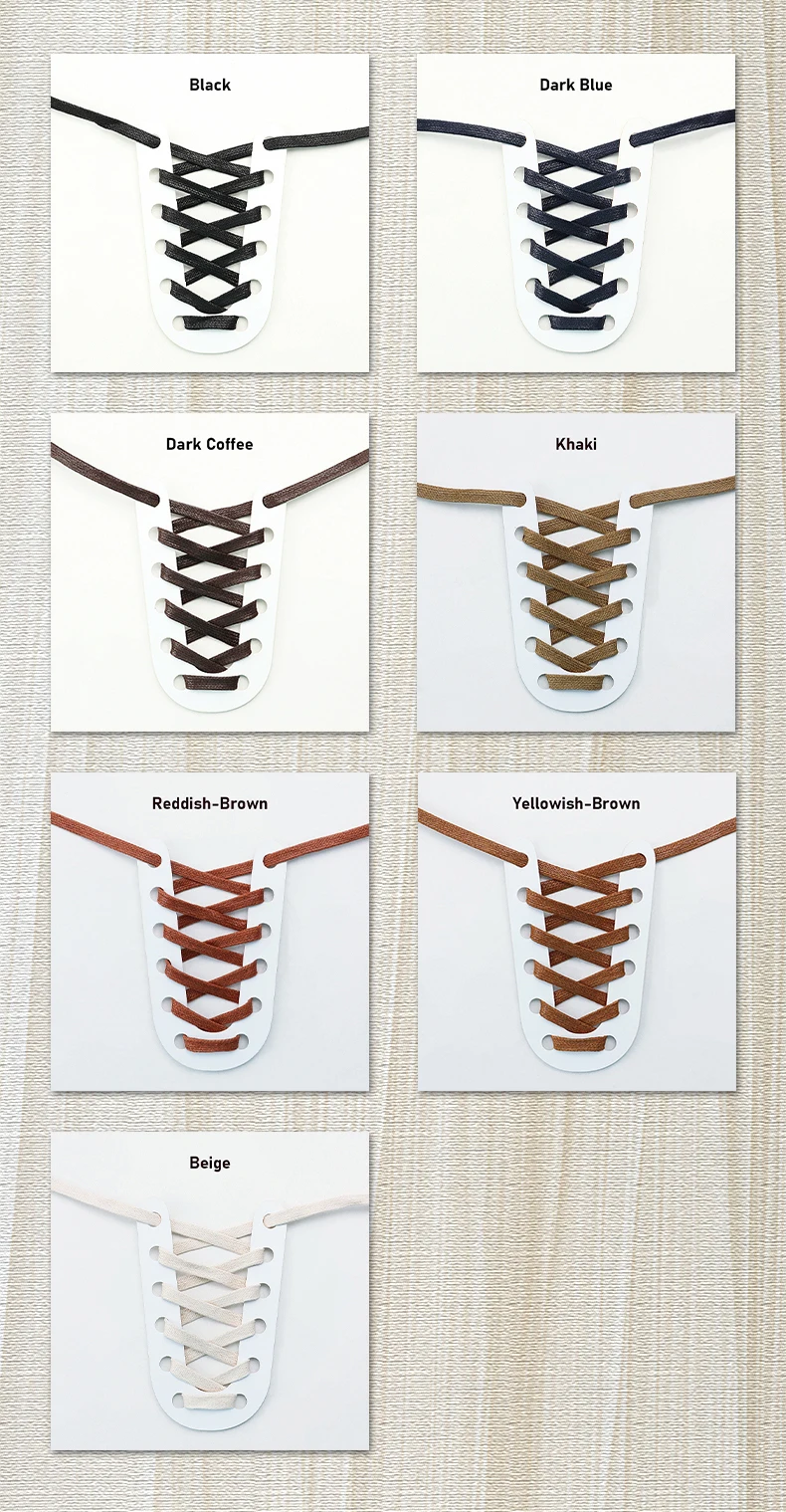 1 Paar gewachste, flache Schnürsenkel aus Leder, wasserdicht, für Freizeitschuhe, unisex, für Stiefel, Breite 0,6 cm, Schuhband – Detail 7