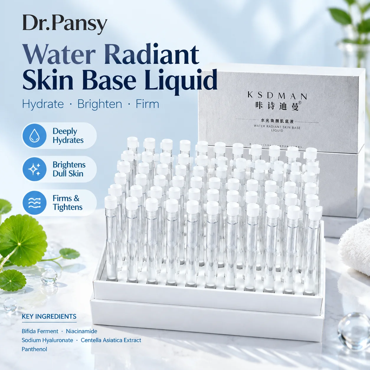 Water Radiant Skin Base Liquid 50 Tubes Hydrating Firming Anti-Wrinkle Essence 3