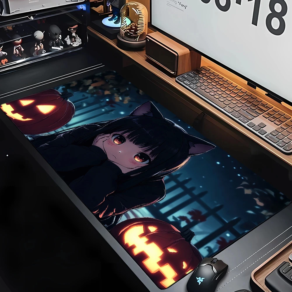 Halloween Girl Boy Pumpkin Mouse Pad New Large Computer Office Game Table Mats XXL Rubber Anti-slip Keyboard Mat Long Desk Pads