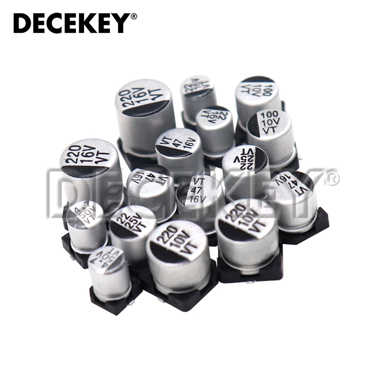 130pcs/Lot 1uF-220uF SMD Aluminum Electrolytic Capacitor Assorted Kit 13values*10pcs=130pcs Capacitance Samples Set