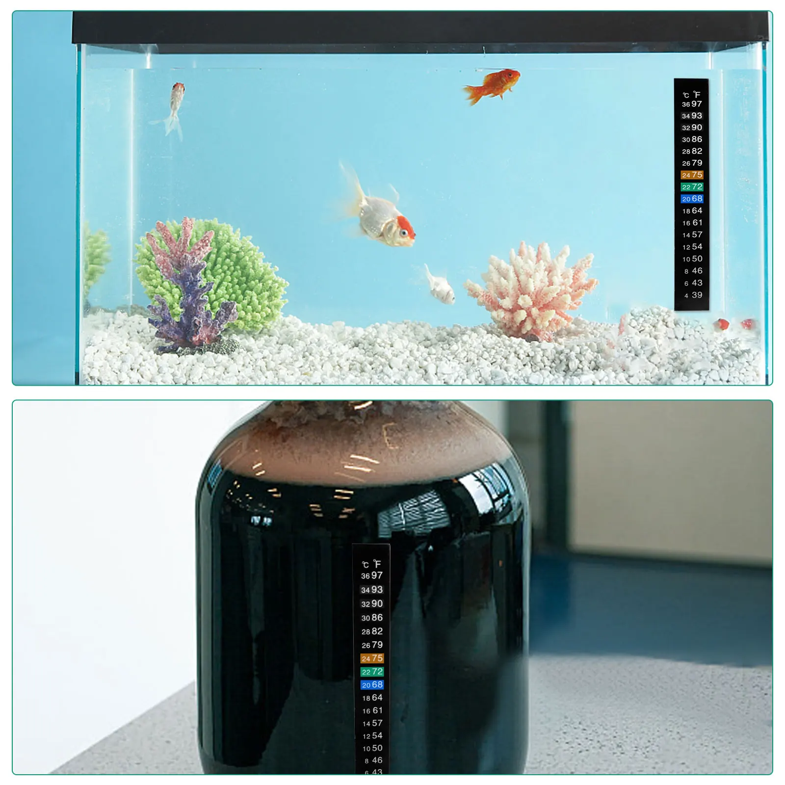 5Pcs/10Pcs Aquarium Aquarium Streifen Stick-auf discolor Thermometer Aufkleber Klebstoff Klebrige Dual Skala Aufkleber temperatur Werkzeuge – Detail 10