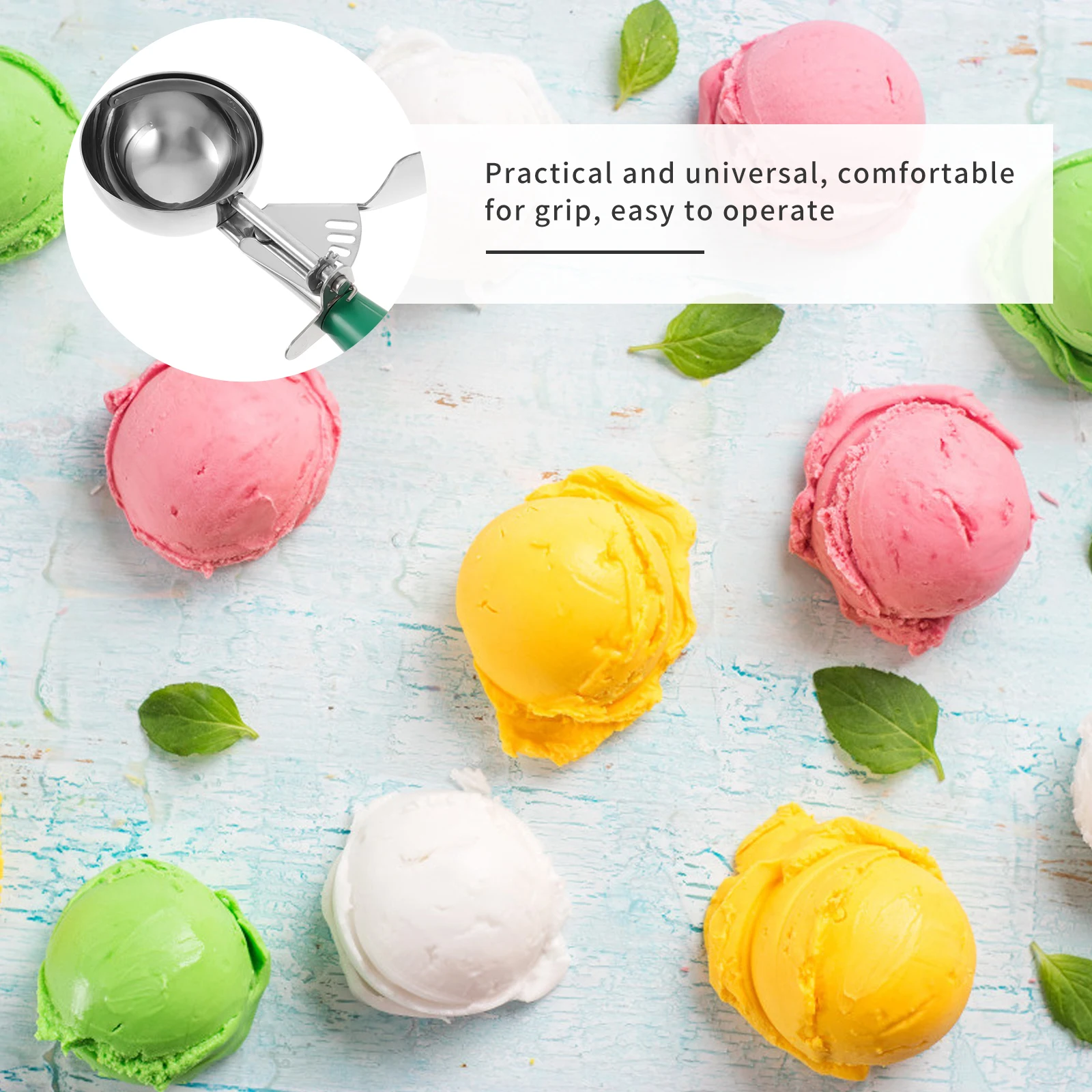 

1pc Stainless Steel Ice Cream Scoop Heat Conductivity Professional Fruit Digging Spoon for Melon Cookies Meatballs
