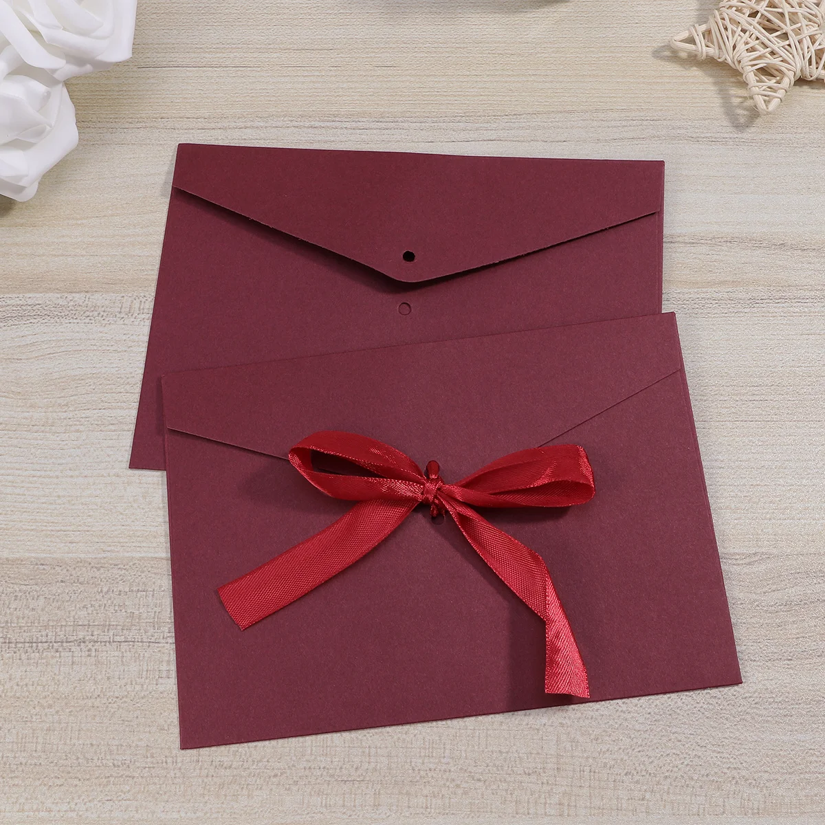 

10Pcs Retro Creative Bow Envelopes Solid Color 17.5x12.5cm for Wedding Birthday Party Invitations Photo Letter Wrapping