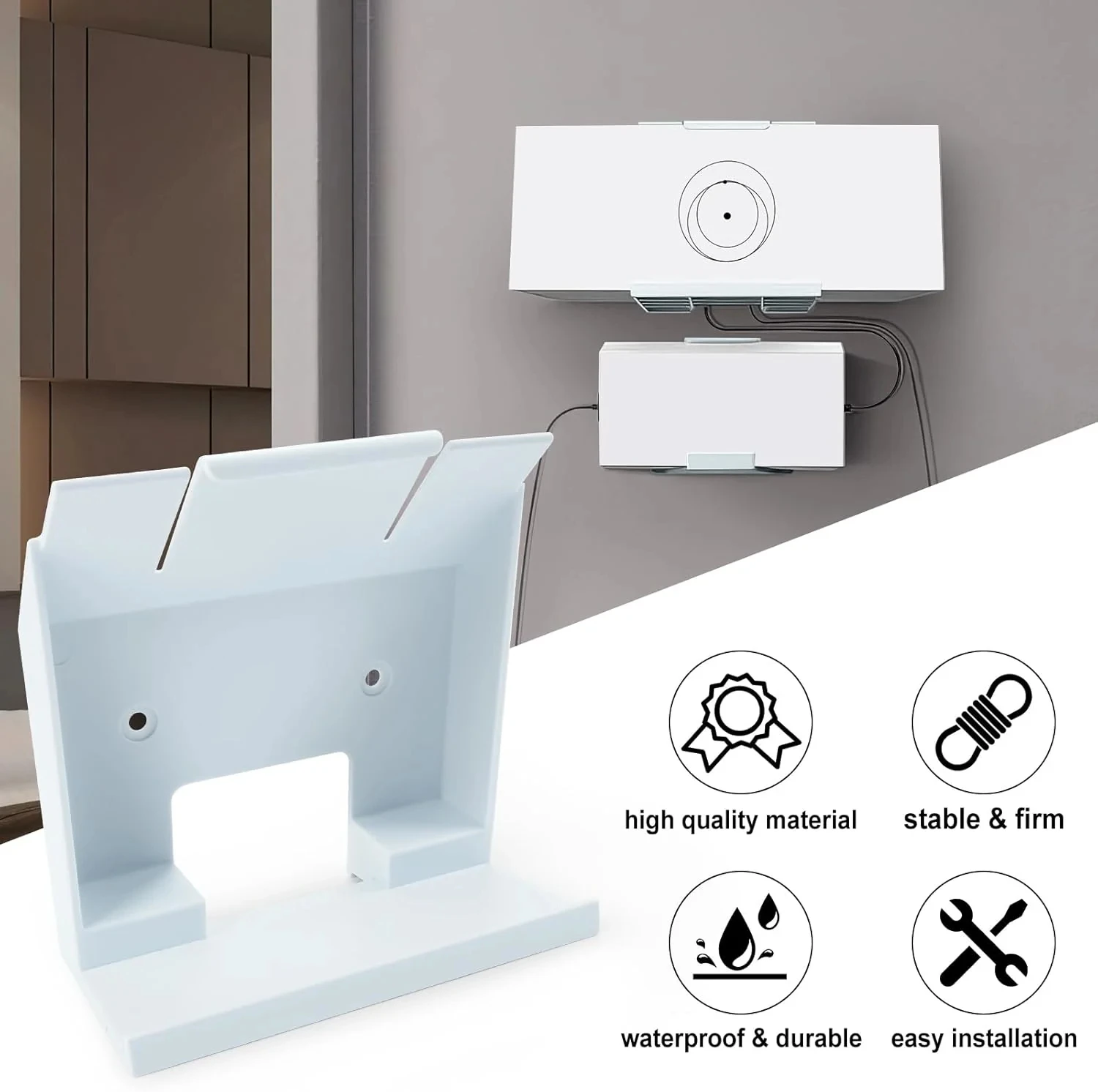 Router & Power Supply Wall Mount Kit for Starlink Gen 3 ABS Stability Mounting for Starlink V3 Desktop Storage Management