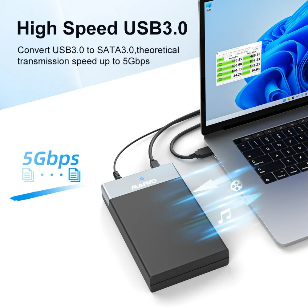 MAIWO HDD 케이스 SATA-USB 3.0 어댑터 외장 하드 드라이브 인클로저, 2.5 \