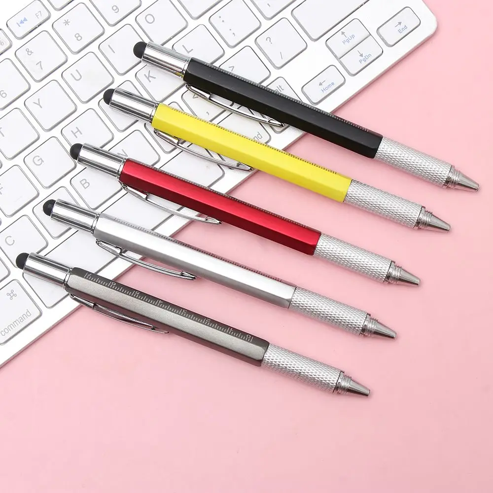 Multi-functional Capacitive Pen with Screwdriver Spirit Level Ballpoint Pen Mobile Phone Screen Touch Gadgets Construction Tools