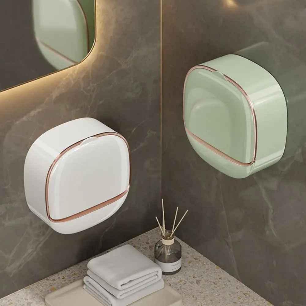 Fashion With Drainage Box Soap Dish Punch-Free Flip Soap Holder Wall Mounted Waterproof Bathroom Accessories