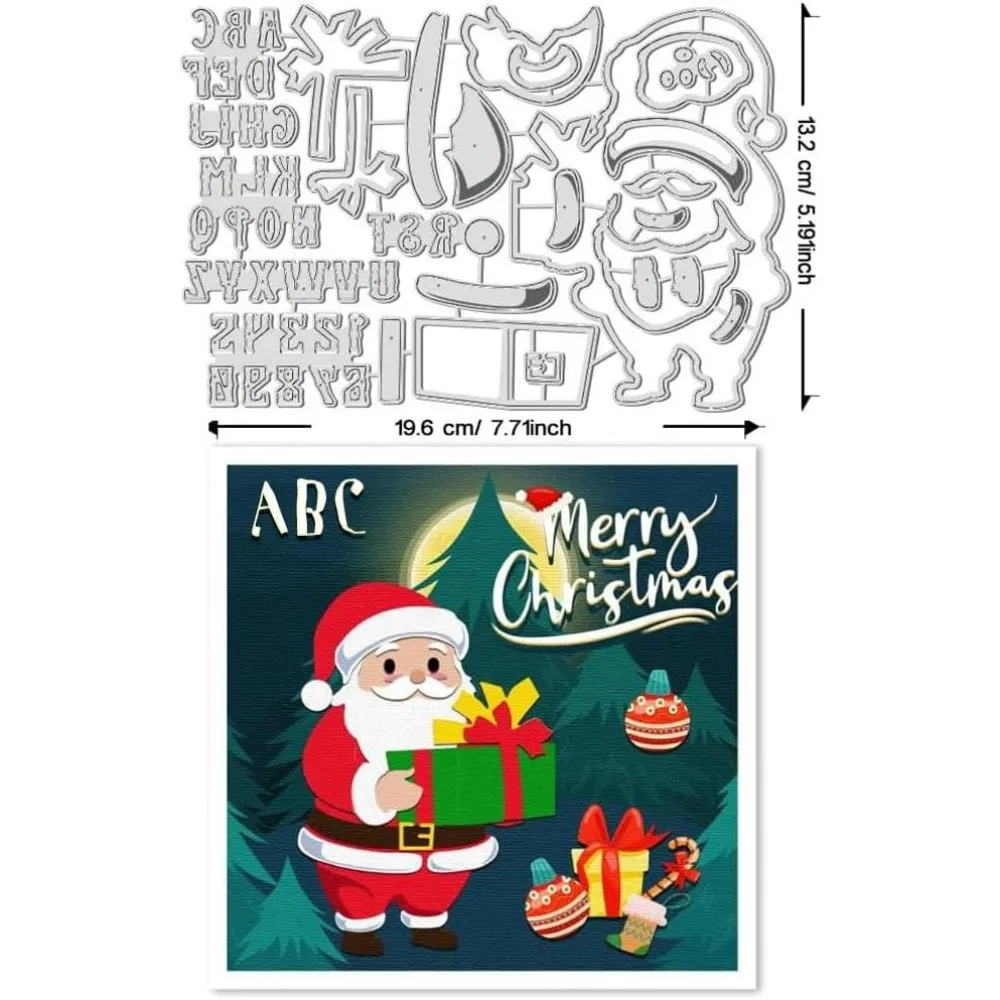 Christmas Santa Metal Cutting Dies Merry Christmas Letters Carbon Steel Template Gift Embossing Stencils for Scrapbooking Card