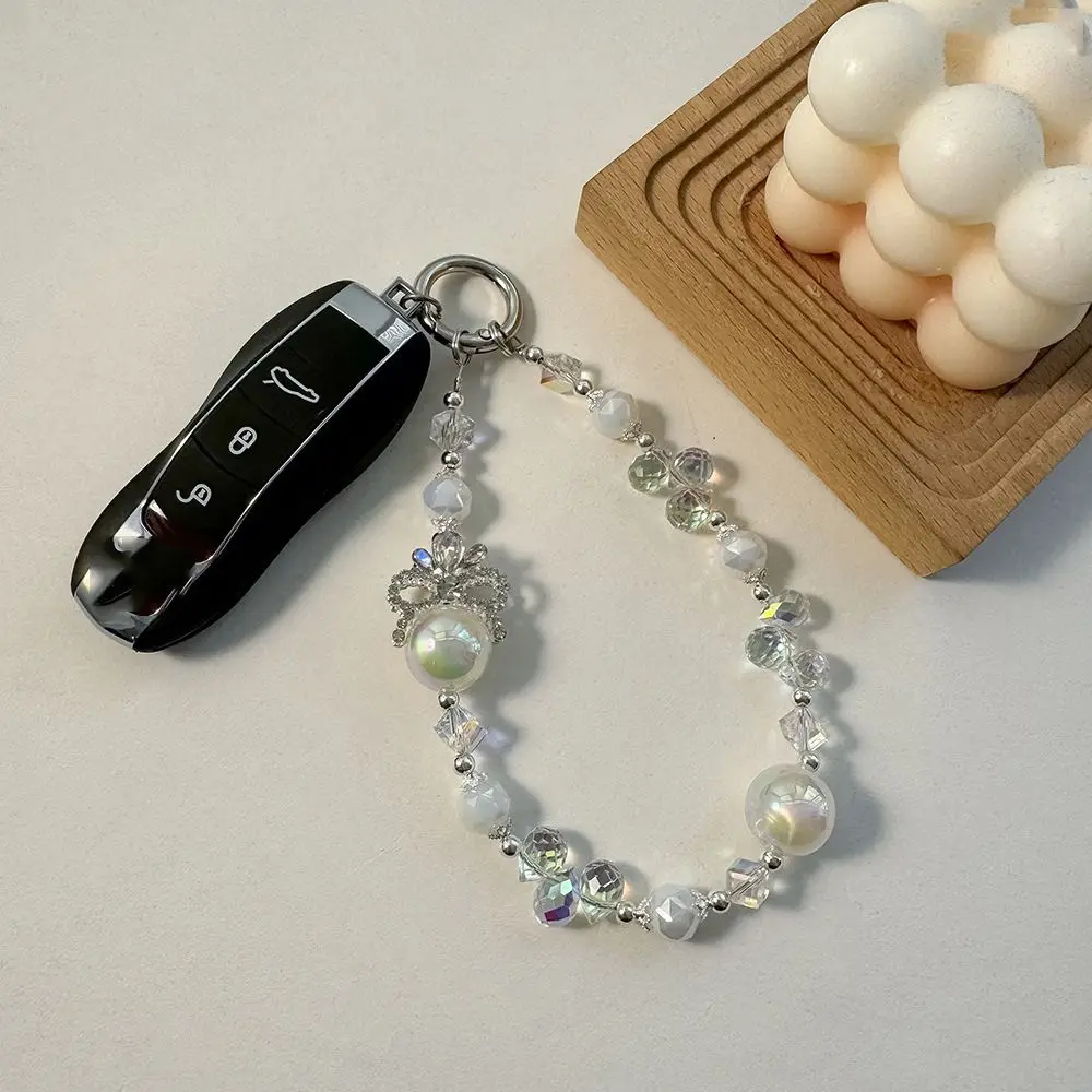 

Crown Crystal Beads Anti Loss Lanyards Pearl Anti Loss Short Colored Crystal Phone Strap Short Style Handheld
