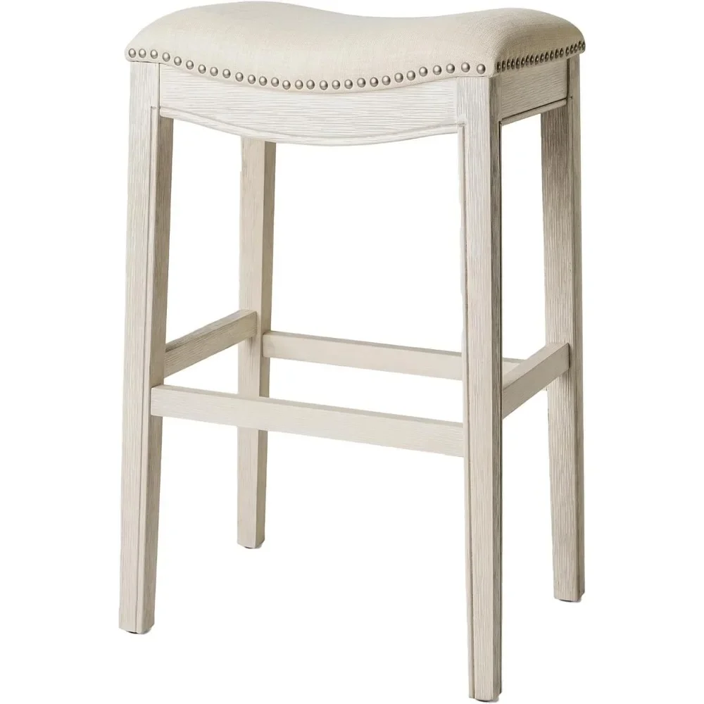 Adrien-Chaises de bar de 31 pouces, tabouret de bar à dossier nu, avec finition en chêne blanc et document naturel