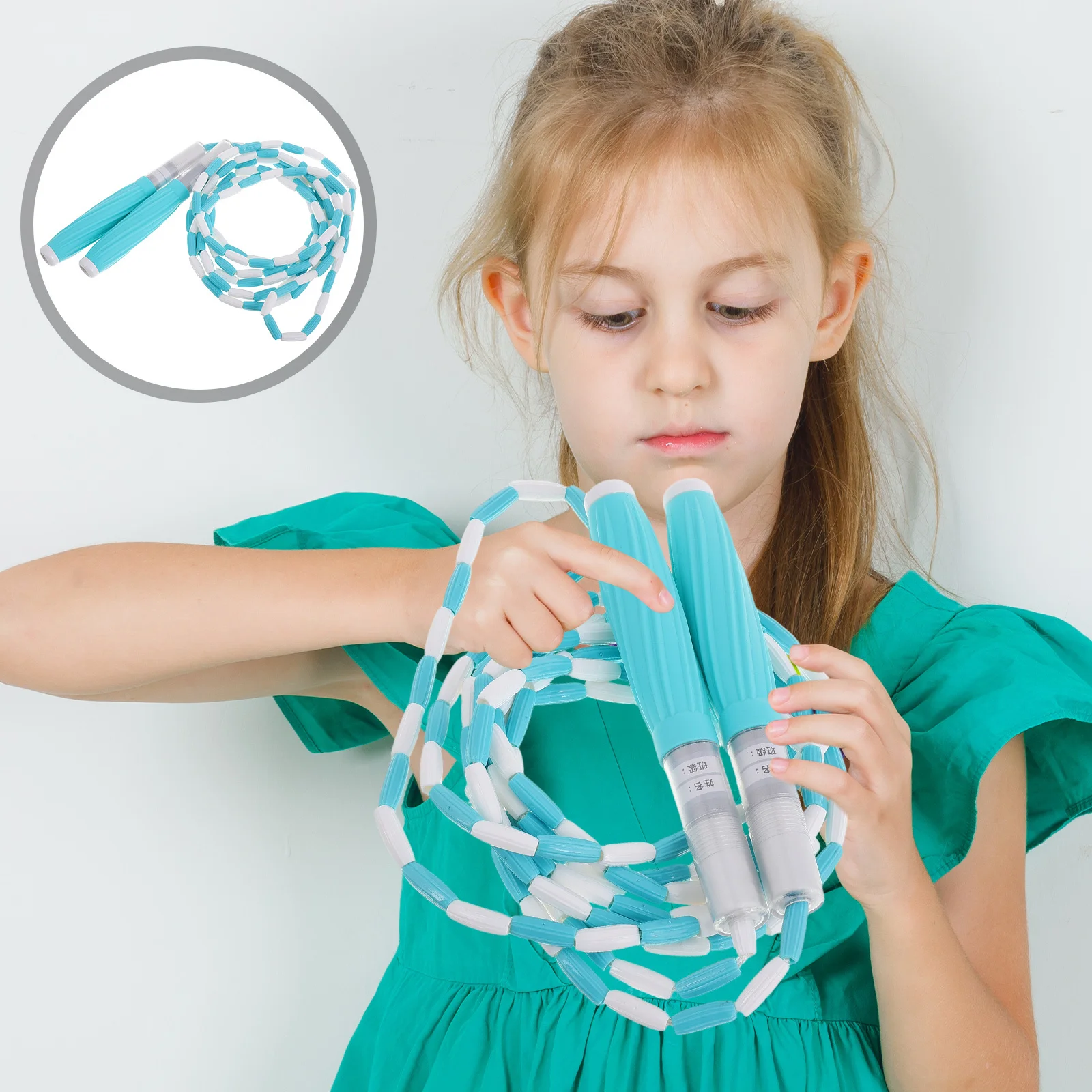 

Beaded Jump Rope Soft Silicone Beaded Design Lightweight Portable Skipping Rope for Exercise Training