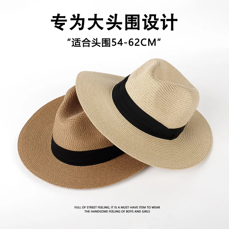 GOLDARTISTBig Circumference Straw Hat Panama Hat Men's Seaside Beach Hat Women's Vacation Straw Hat