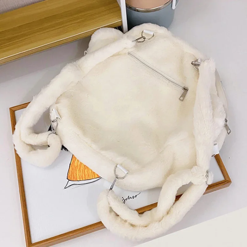 3D-Katzenpfoten-Plüsch-Rucksack, Niedlicher Kawaii Flauschiger Schulrucksack für Mädchen, Große Kapazität, Reise-Tagesrucksack, Geschenk für Herbst und Winter – Detail 12