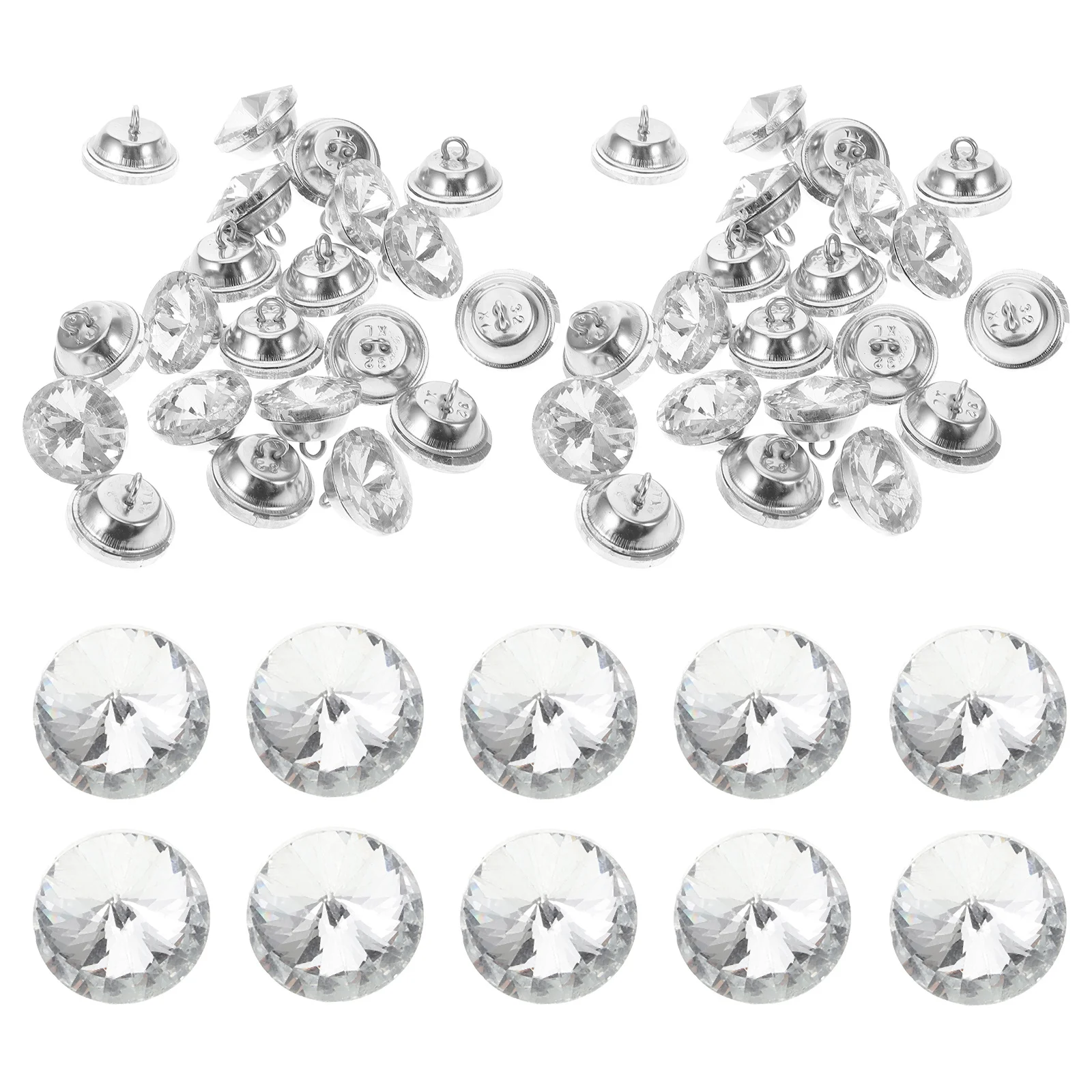 

50Pcs Crystal Button Decor Sturdy Acrylic Buttons Smooth Lightweight for DIY Sewing Projects Clothes Sofa Couch Bed Decoration