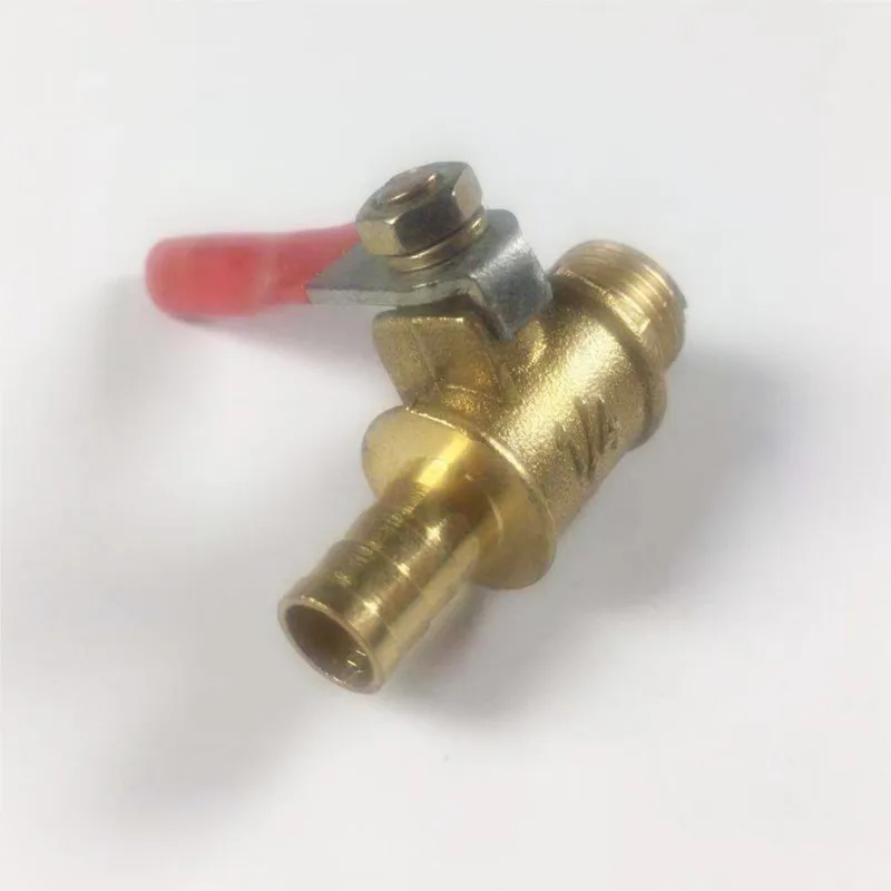 1pc Valve 8mm Hose Barb X 1/4' BSP Male Thread Two Way Brass Ball Valve For Oil Water Air