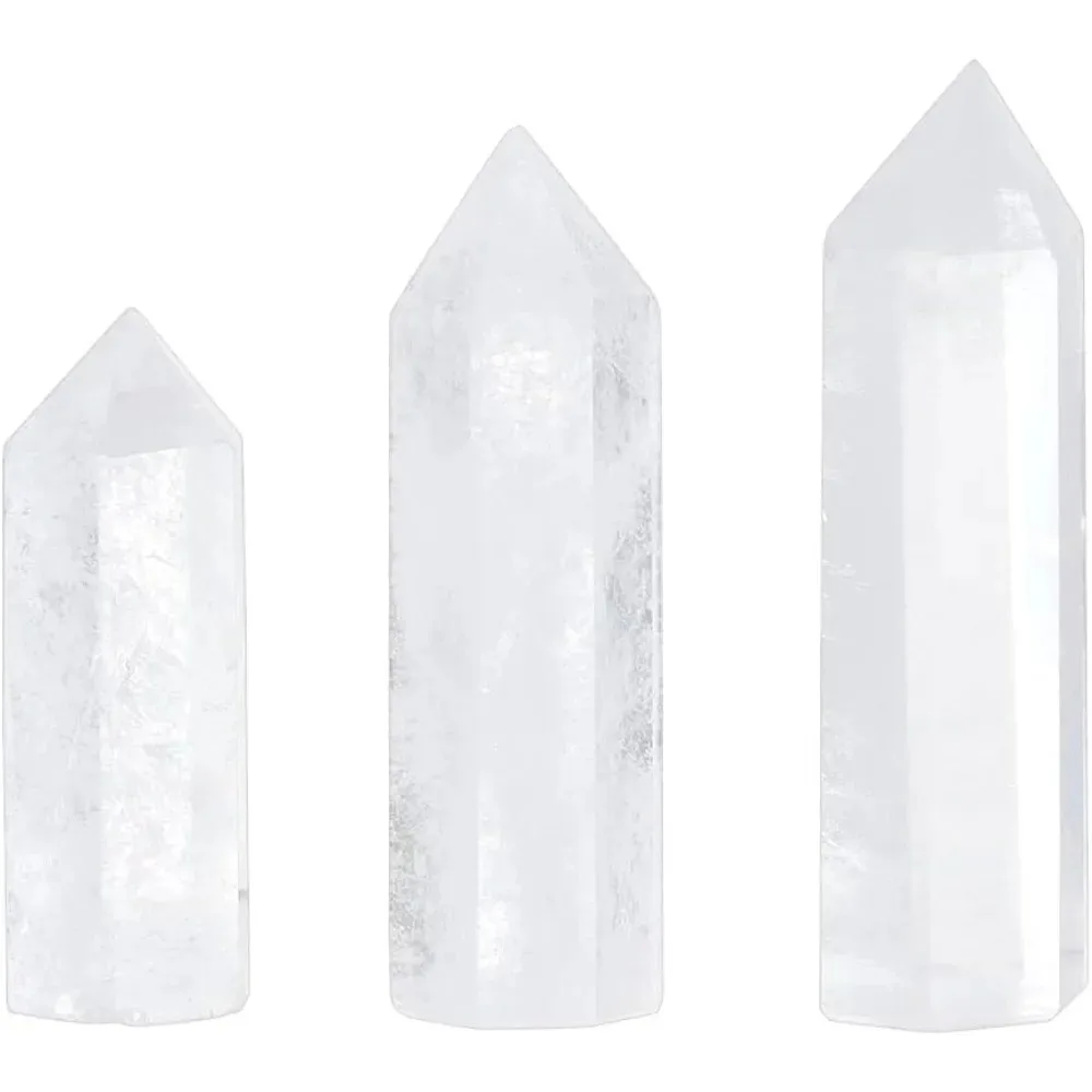 

3Pcs Quartz Towers 1.8"-2.8" Clear Wand 6 Faceted Point Wand
