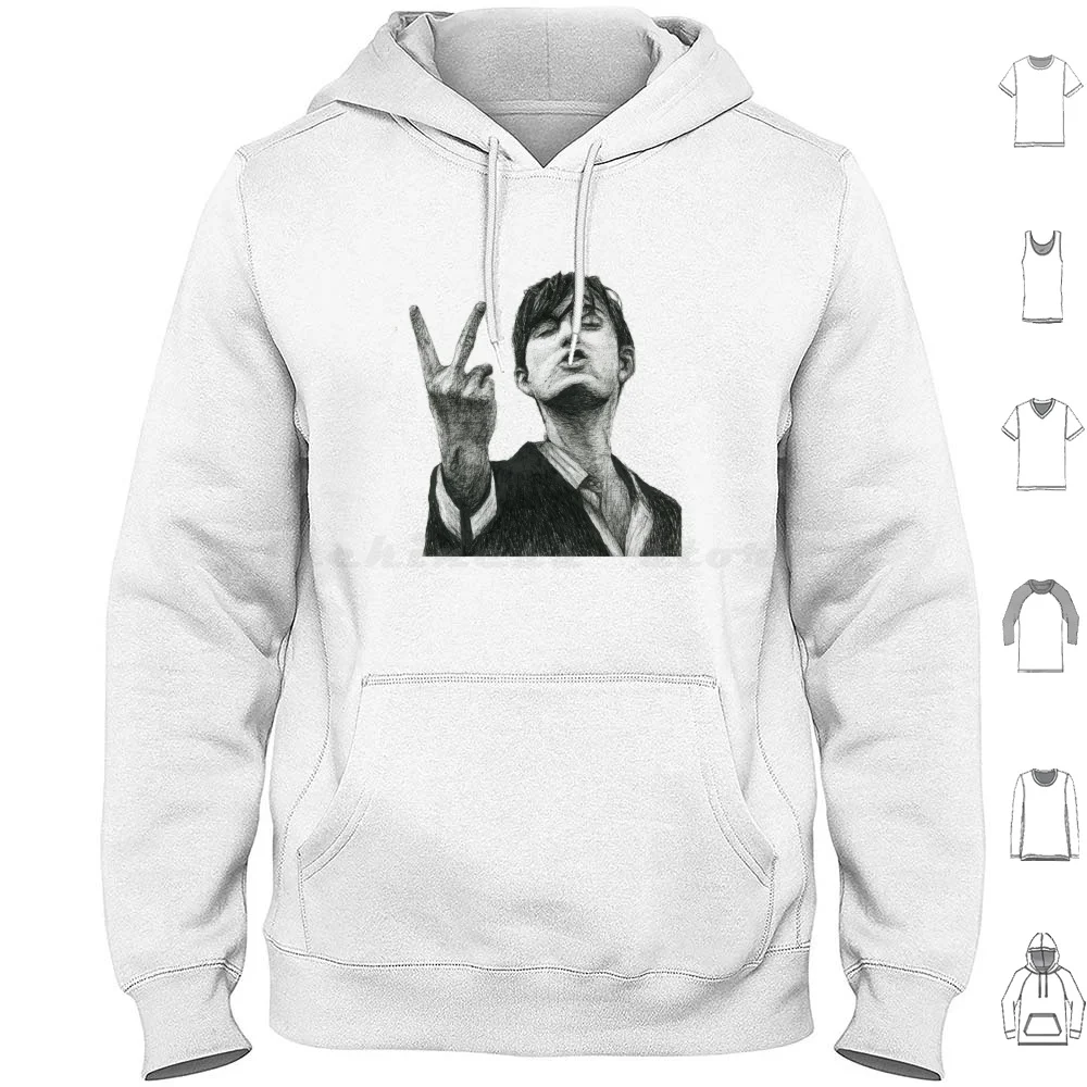 Jarvis Cocker Outline V Sign Sketch With Clear Background Iconic Jarvis Moment Hoodie Cotton Long Sleeve Pulp Jarvis Cocker