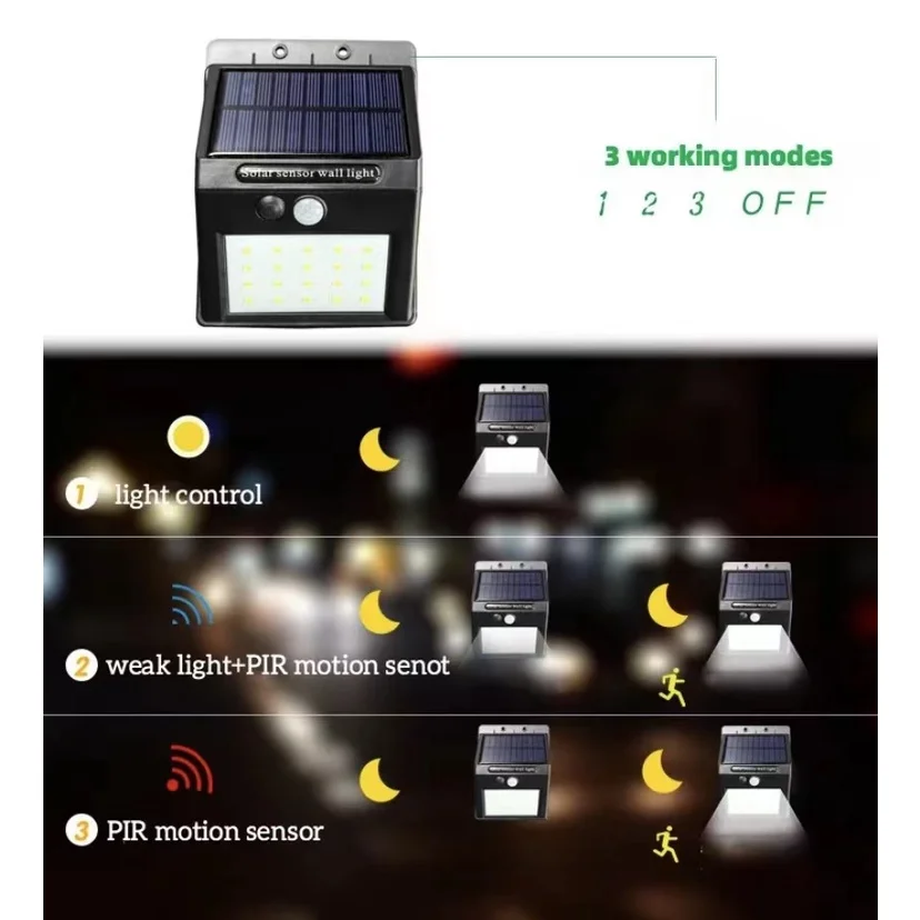 Lanmey Luminária Solar Luz de Led Com Sensor De Presença Automático iluminação externa entrega express