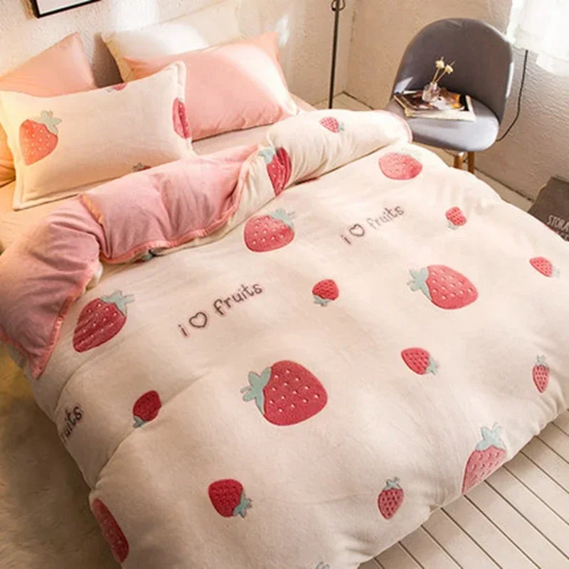 Winter Flannel Cat Paw Quilt Cover Soft Warm Coral Fleece Blanket Duvet Covers Throw Mechanical Wash Bedding Sets Home Textiles