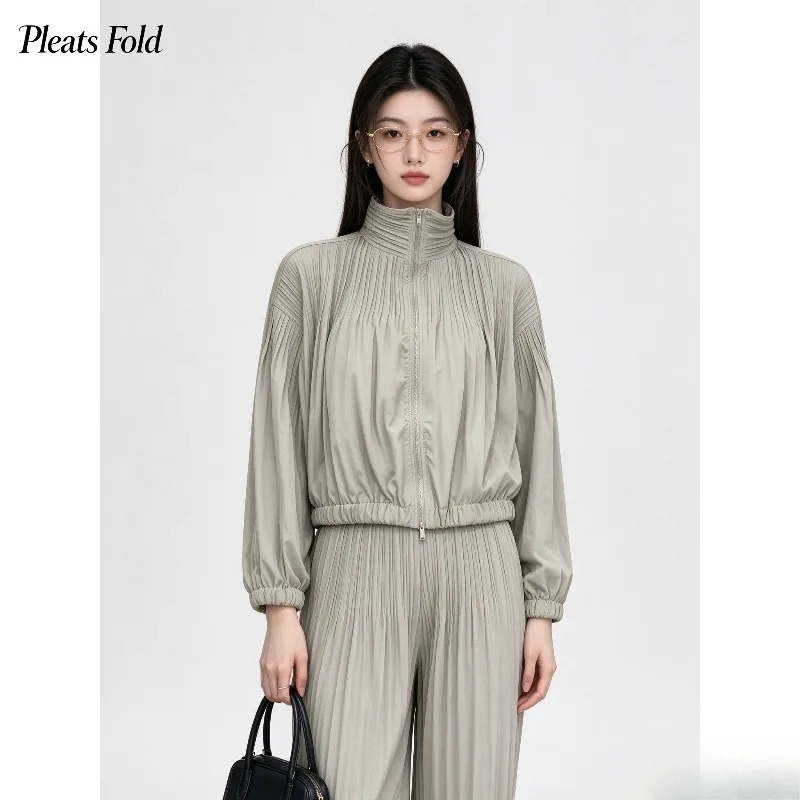Women's Short Jacket New Cardigan 2026 Autumn Winter Casual High-end Loose Fashion Versatile Jacket Commuter Short Jacket Pleat