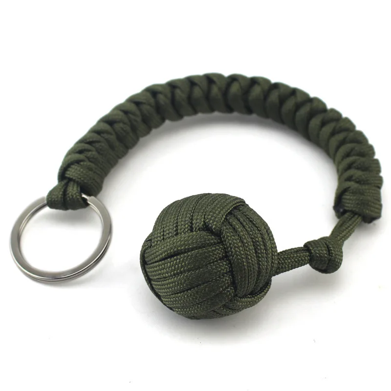 Key chain Outdoor self-defense field emergency survival kit key rings seven-core umbrella hand-woven keychain with steel ball