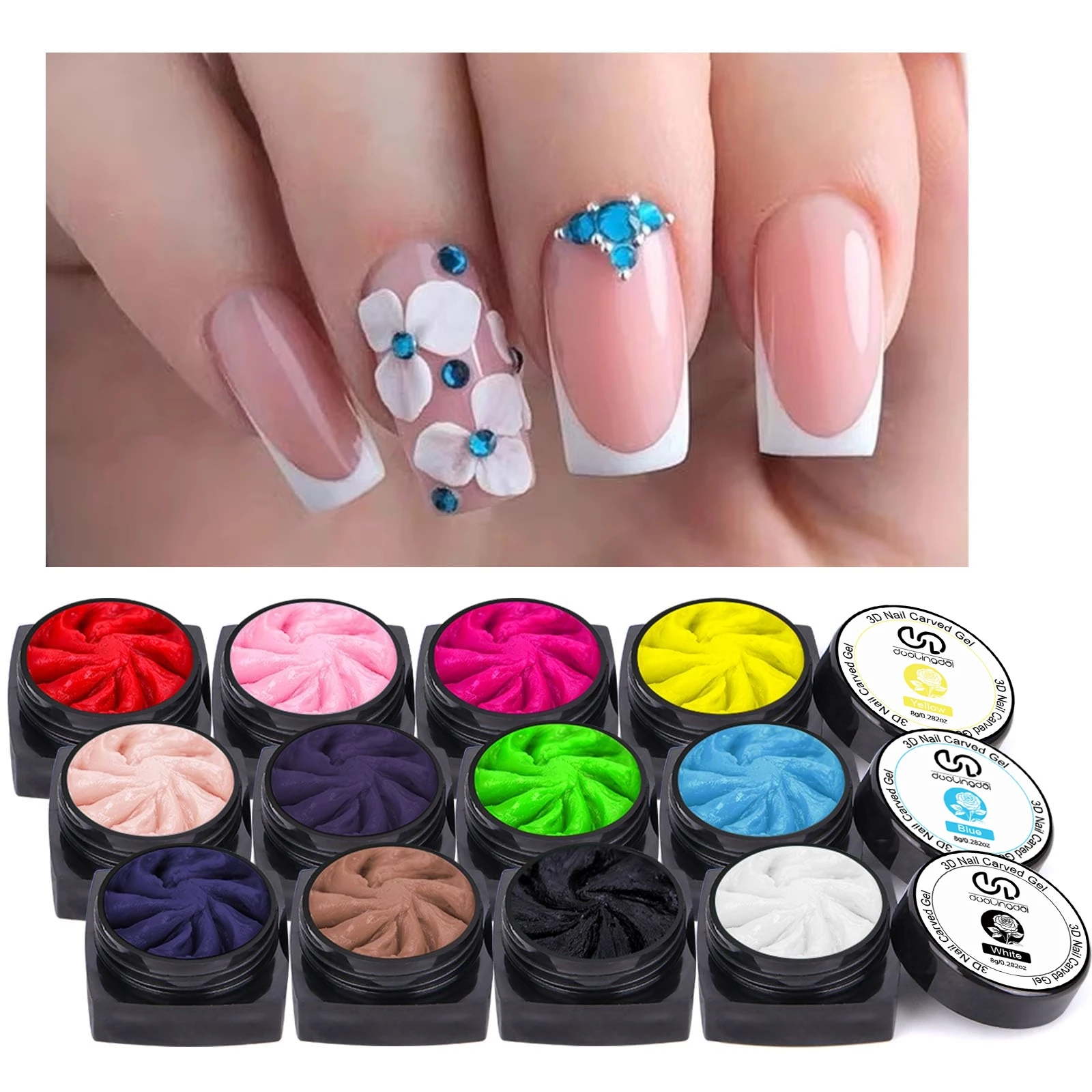 

12-цветный набор гелей для рисования ногтей со скульптурой, набор гелей для дизайна ногтей с 3D резьбой, инструменты для дизайна ногтей, скульптурный маникюрный салон
