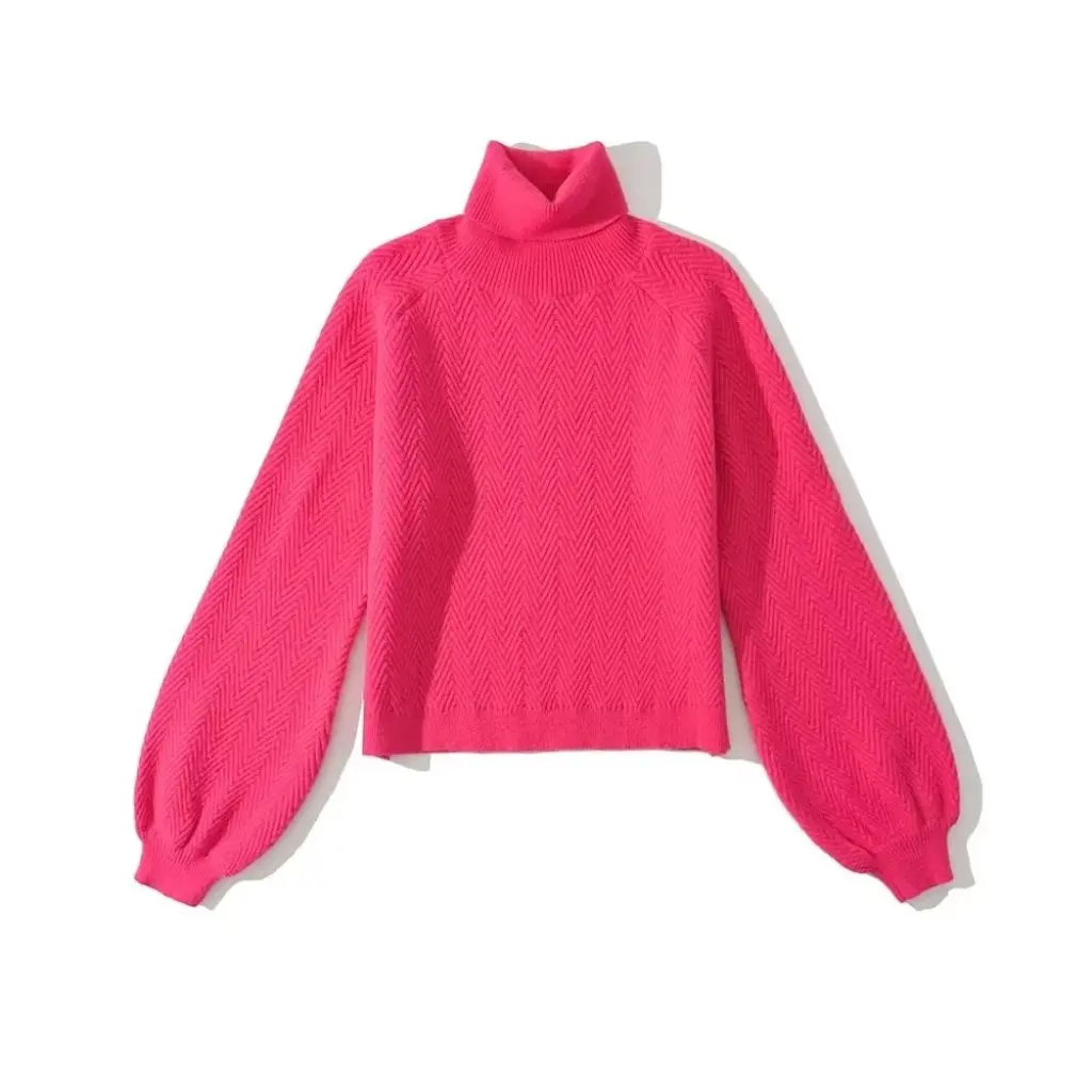 

Women's Turtleneck Pullover Sweater Slimming Twisted Design Loose Fit for Autumn Winter Fashion Outerwear