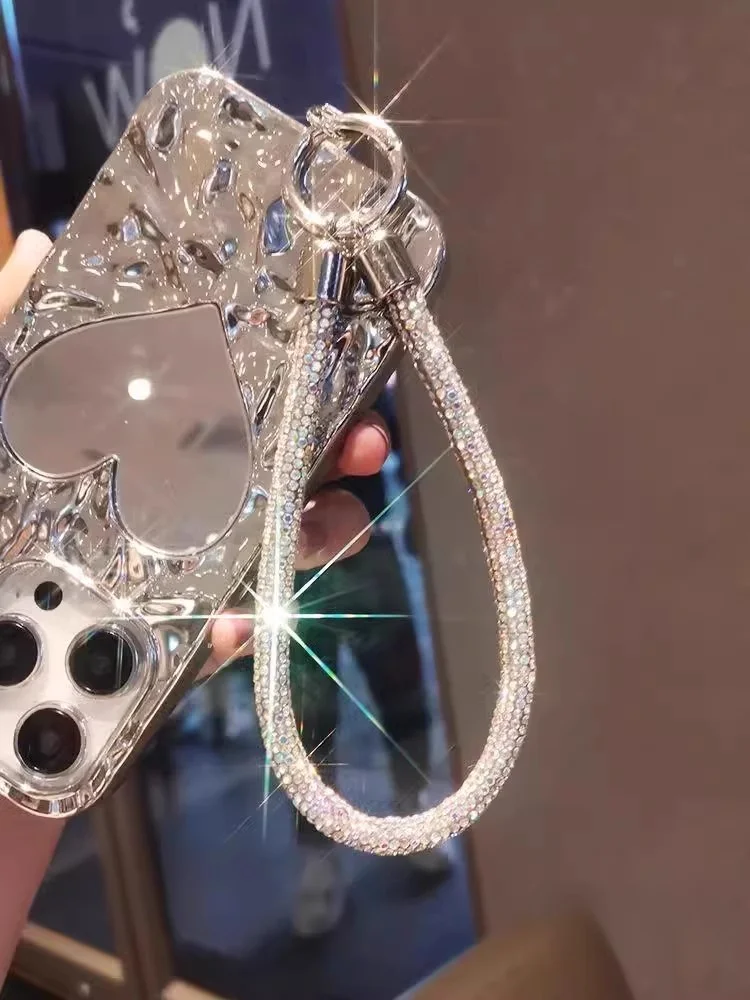 

Short and Long Phone Chains for Shoulder Carry Women's Handbag Neck Chains with Dangling Charms Studded with Diamonds