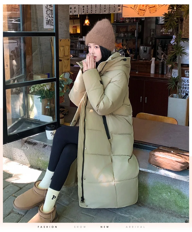 2026 Fashion Down Winter Cotton-padded Jacket Men Women Couple Clothes Long Parkas Thicken Warm Tops Hooded Overcoat Loose Coats