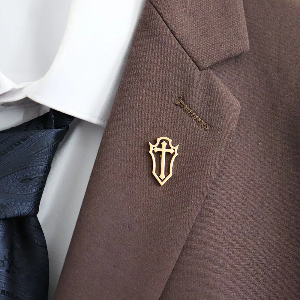 Religious Cross Stainless Steel Brooch Represents Faith Exquisite Brooch Family Gift