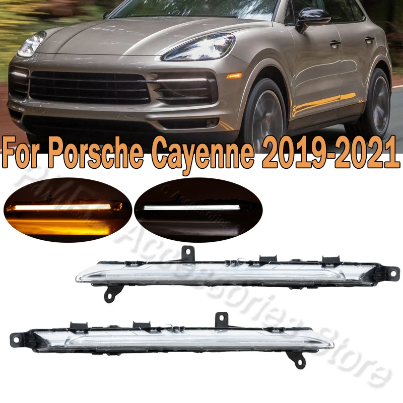 

Car LED DRL Daytime Running Lamp Front Fog Light Signal Lamp Car Accessories For Porsche Cayenne 2019-2021 9Y0941181 9Y0941182