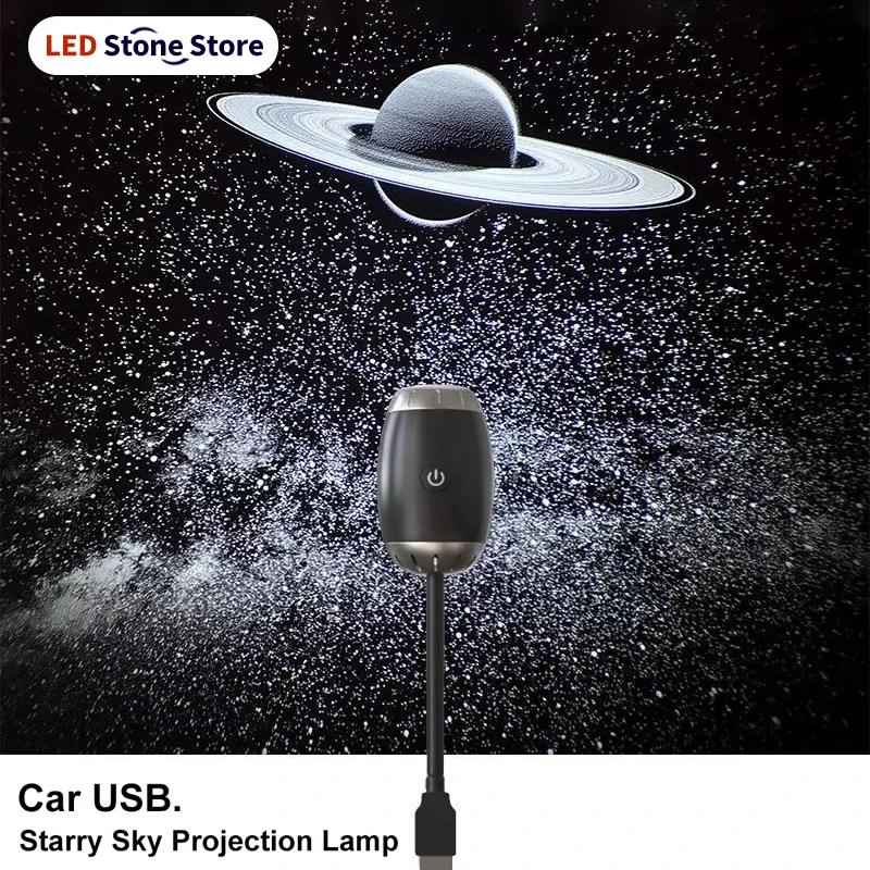 USB Auto-Ambiente-Projektor-Licht Auto-Innenraum-Ambientebeleuchtung LED Sternenhimmel-Licht Party-Dekoration Romantisches Saturn-Galaxie-Licht