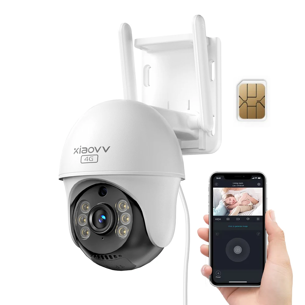 V380Pro 4G LTE Outdoor Camera with Full Color Night Vision Two way-audio PTZ 2K Camera