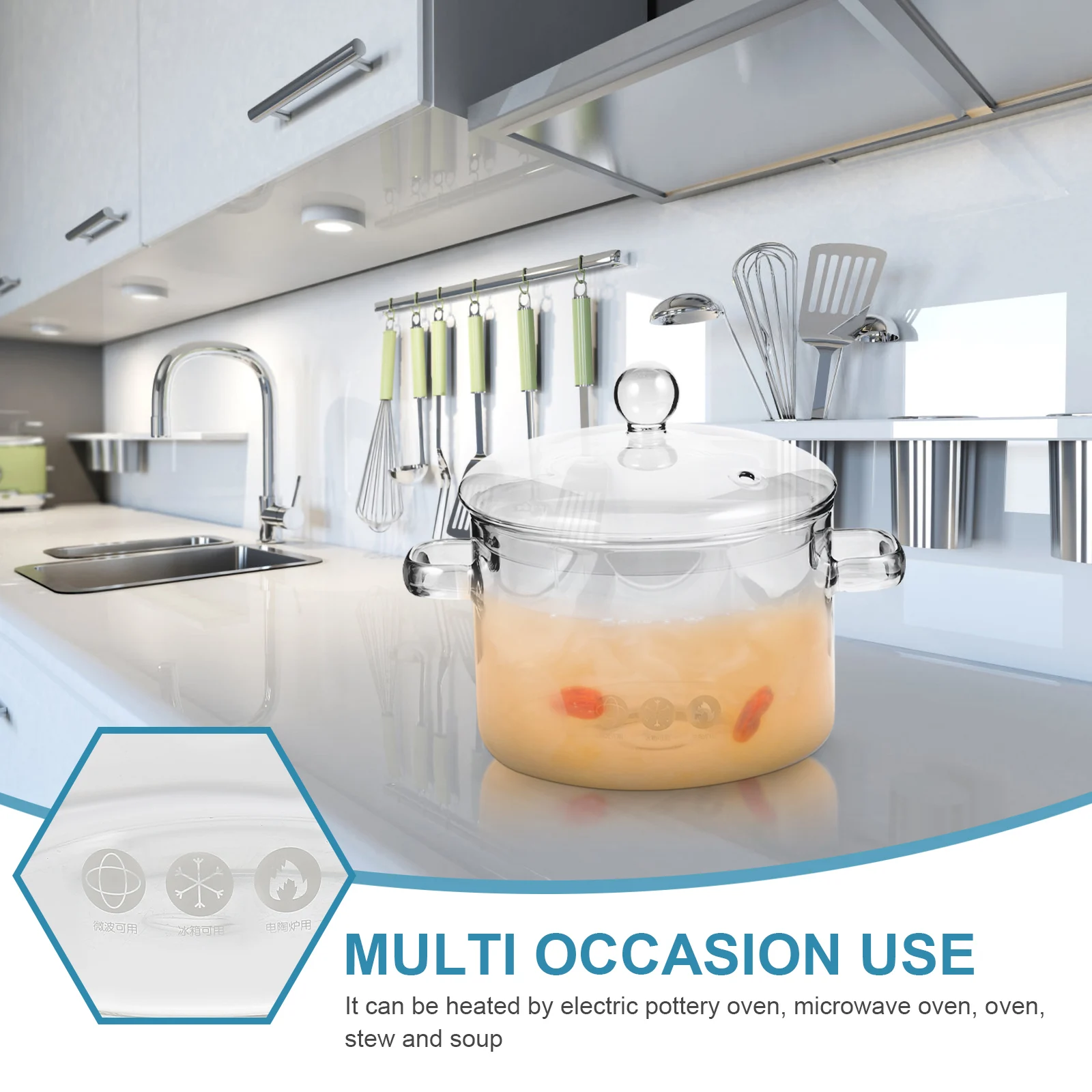 

Glass Stew Pot Double Ear High Borosilicate Covered Korean Ramen Noodle Pot Heat Resistant Kitchen Cookware Heat Resistant