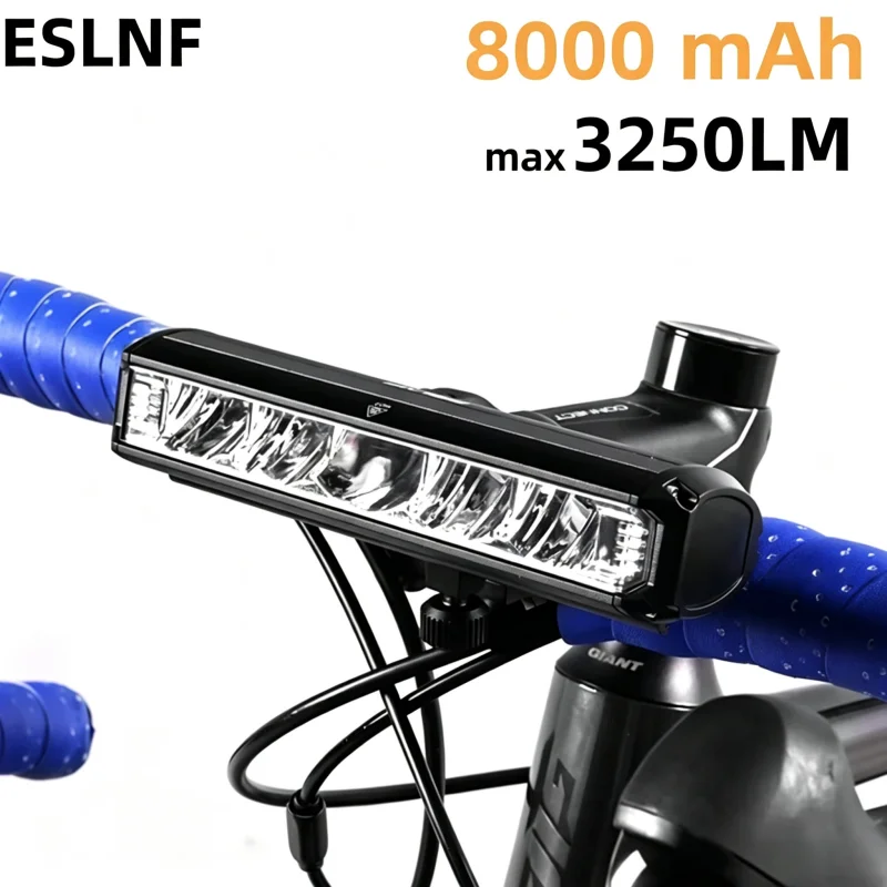 ESLNF Night Riding Bicycle Front Lamp 3250LM 6 LEDs USB Rechargeable Waterproof Aluminum Alloy 8000mAh MTB Road Headlight