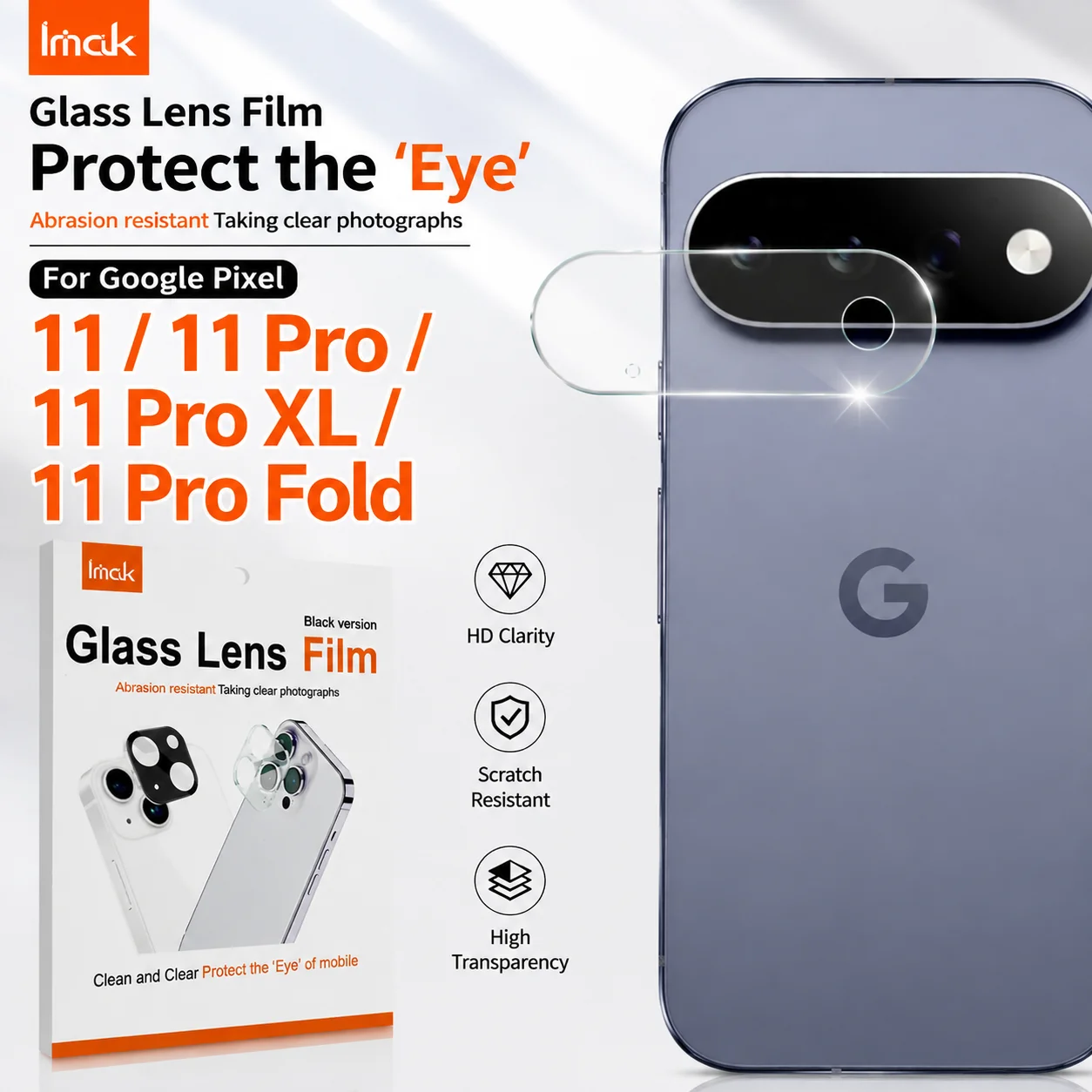 Verre d'objectif d'appareil photo pour Google Pixel 11 Pro XL Fold Pixel11, Film de protection anti-empreintes digitales LS0001