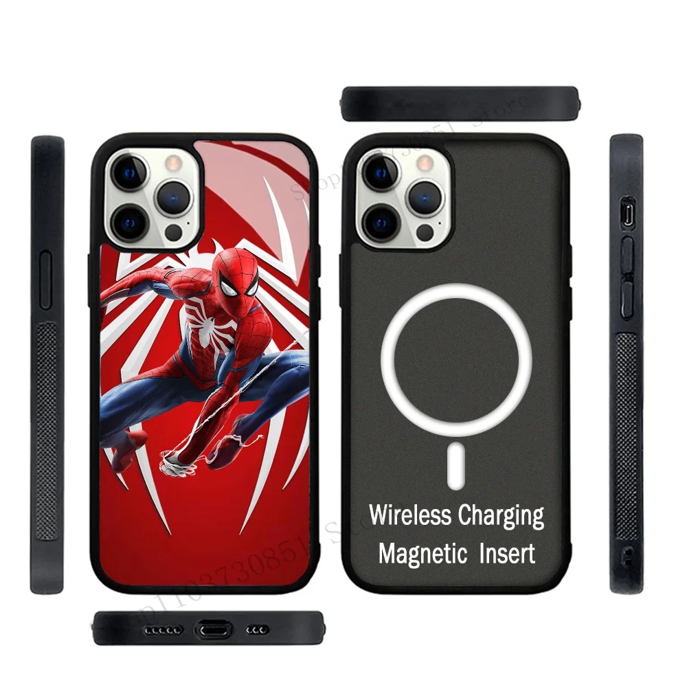 S-Spider M-Man Phone Case Strong Magnetic For IPhone 15 14 13 Pro Max 11 12 Mini Alex Mirror For Magsafe Wireless Charging