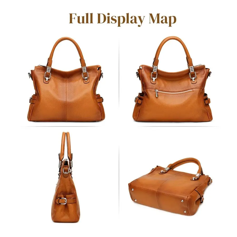 حقيبة يد جلدية حقيقية محفظة الكتف حقيبة حمل حقيبة كروسبودي