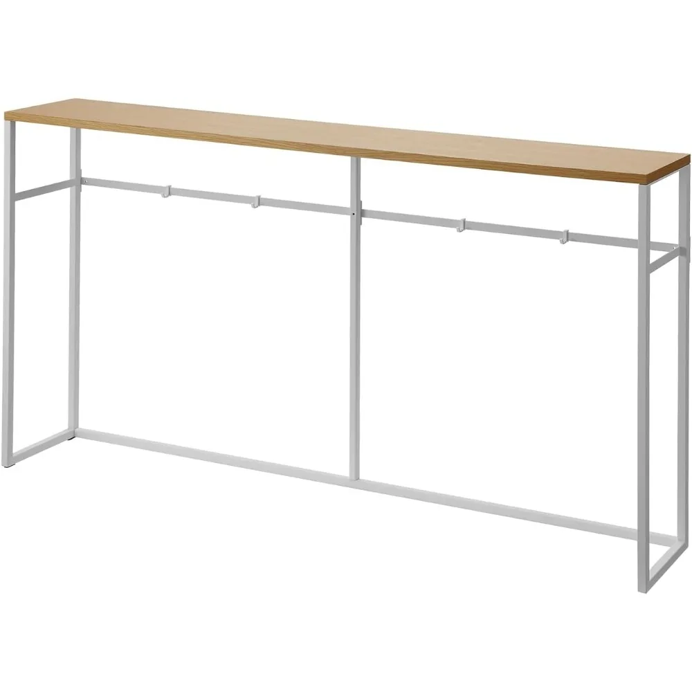 

Long Console Table For Entryway Or Hallways, Narrow Behind Sofa Table With Wooden Top - Open, 26 - Steel