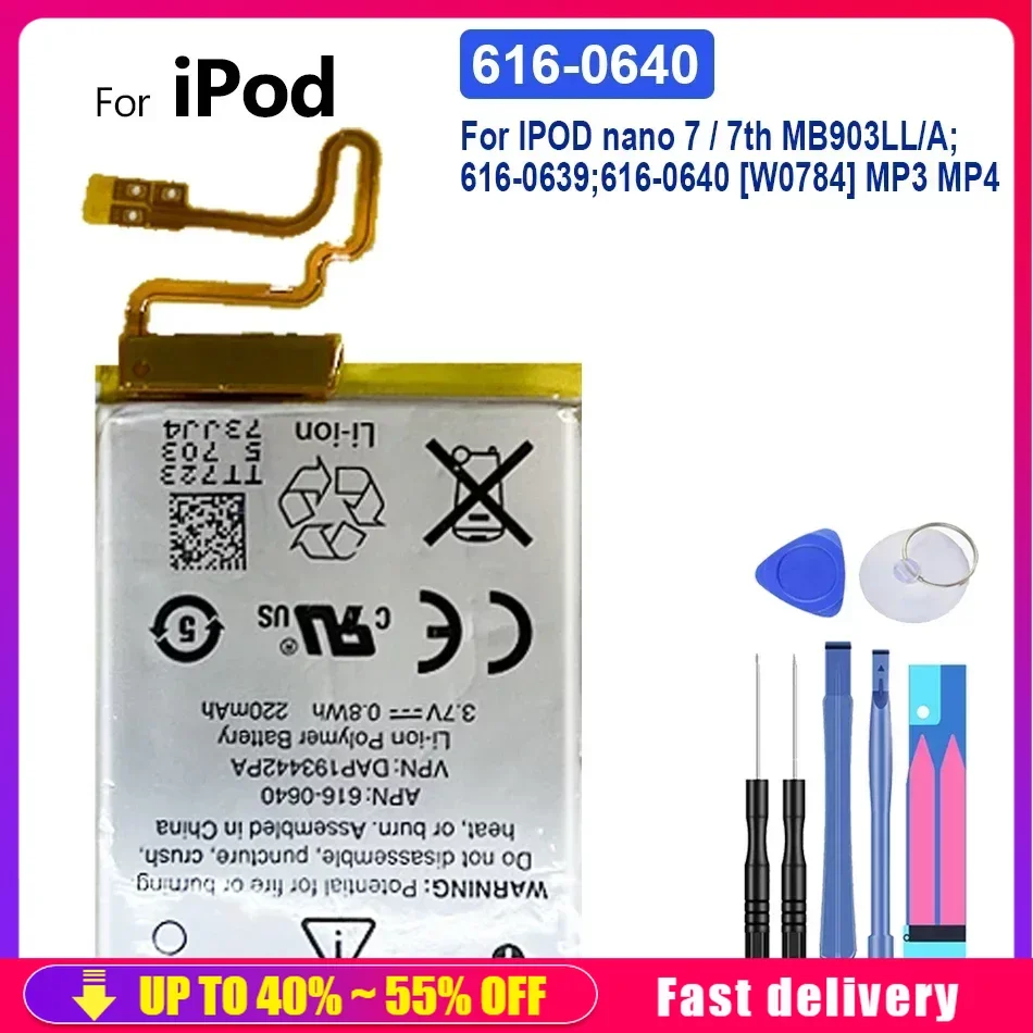 616-0640 MP3 Battery For Apple iPod nano 7/7th MB903LL/A;616-0639;616-0640 [W0784] MP3 MP4/Nano 4 4th 6 6th Gen 8GB 16GB