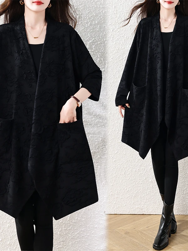 Authentic 2026 Autumn New Style Retro Embroidered Fashionable Versatile Outerwear Medium Length Elegance Jacket Women's Coat