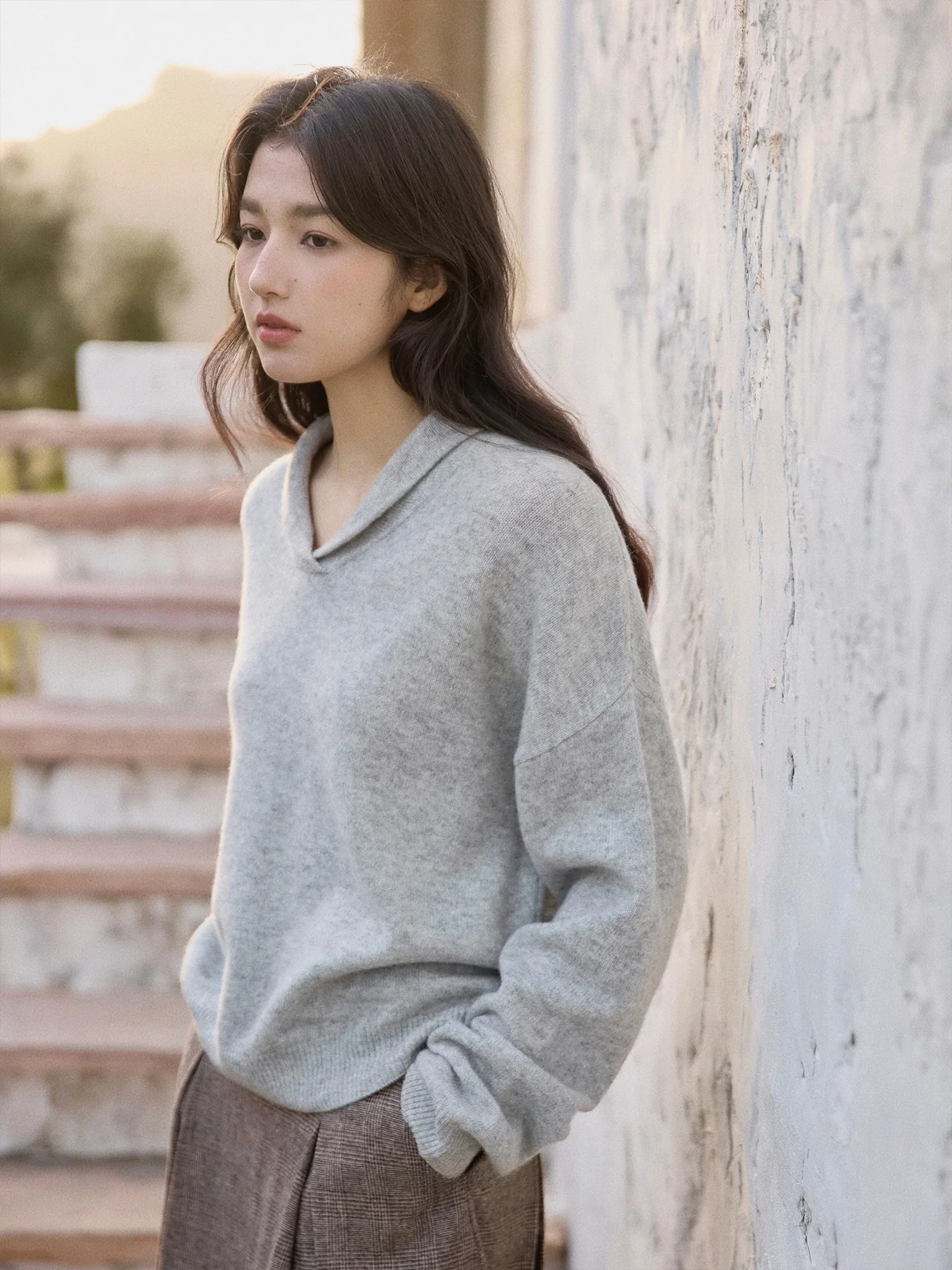 

Ginnkee Woolen Long Sve Sweater Casual Sle Loose Fit Ne Design Comfortable Warm Knitted Top for Women Daily Wear