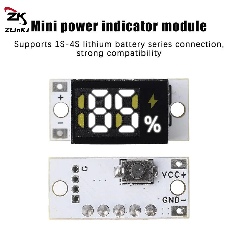 (ZYDD01) 1PCS Mini Battery Level Indicator Module Voltage Tester 1S 2S 3S 4S Series Battery Meter Lithium Battery Display Module
