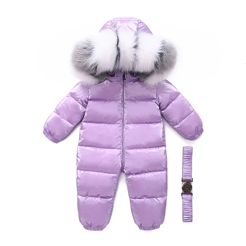 Kids Winter Duck Down Jumpsuit -30 Degree Russian Baby Boy Outerwear Thicken Jacket Waterproof Snowsuit Romper Toddler Coat Girl