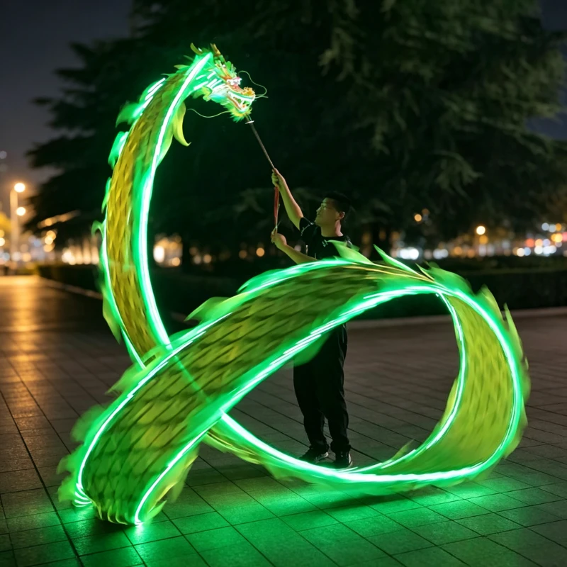 LED Dance Dragon Prop,Colorful Streamer Ribbon for Fitness Square Dance, Durable Long-Lasting Rechargeable for Beginners Seniors