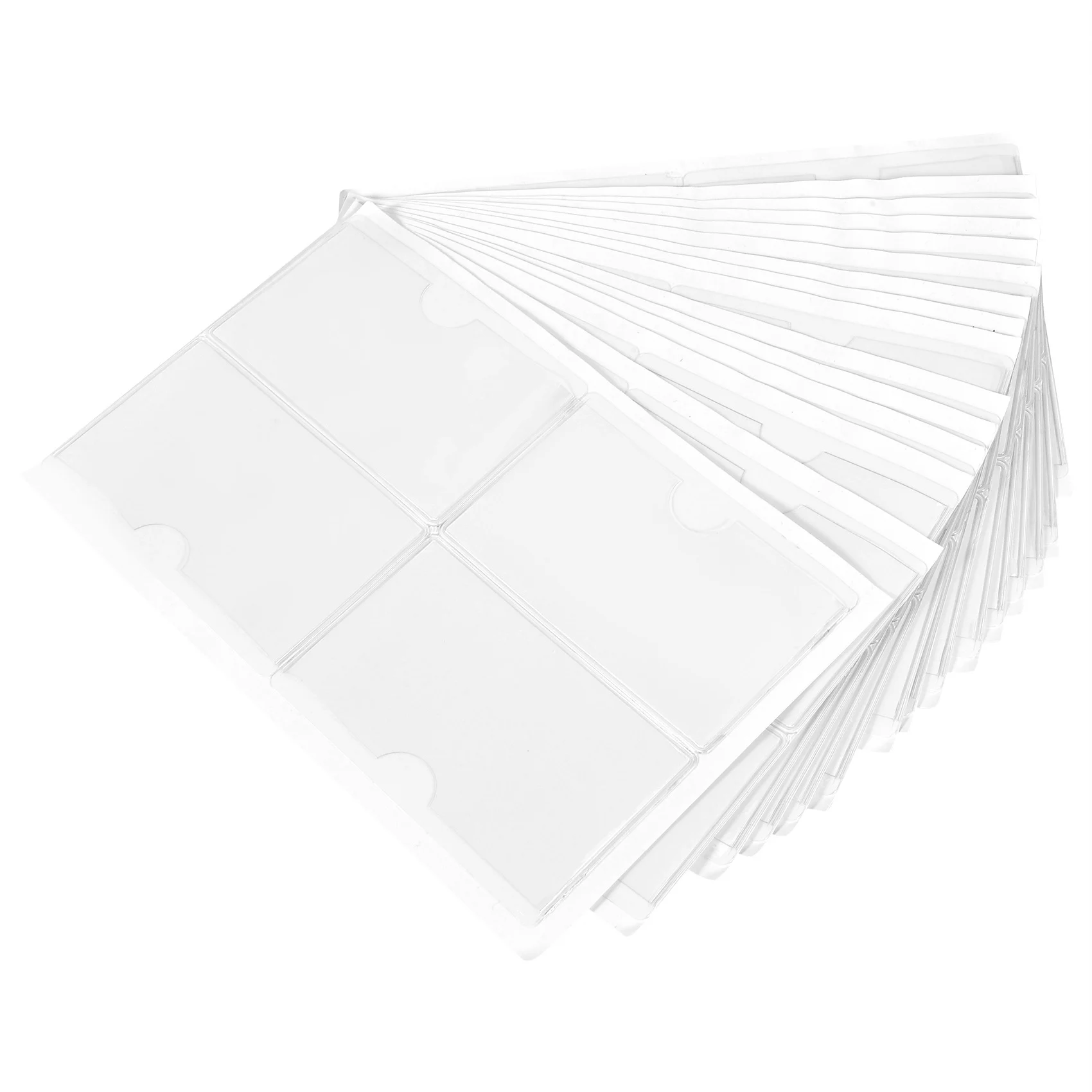 Portatarjetas autoadhesivo de 60 piezas, portatarjetas de biblioteca transparente con apertura superior para tarjetas de índice