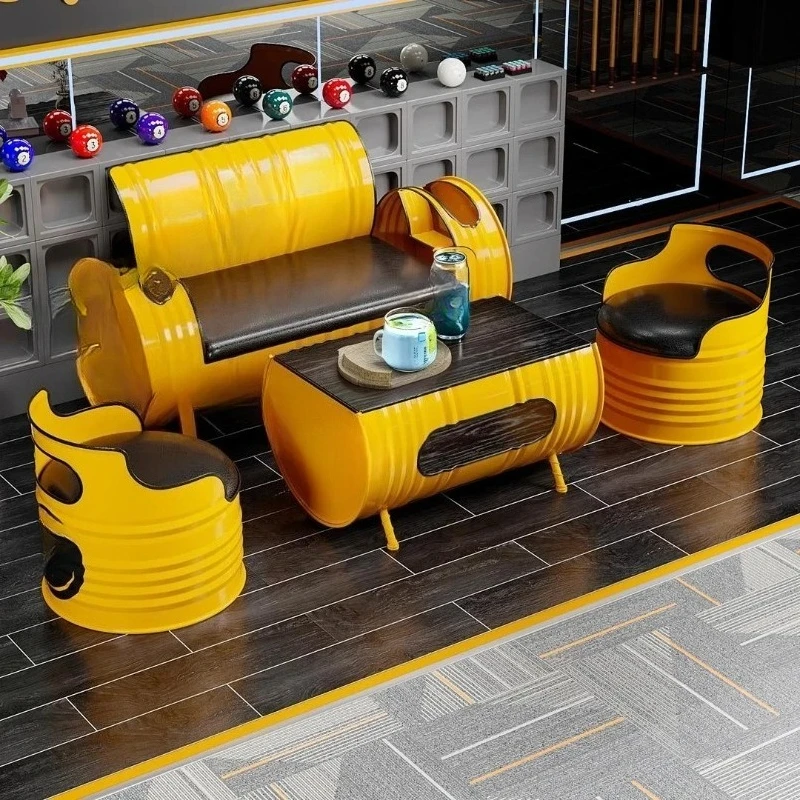 Industrial Wind Oil Drum Booth Bar Negotiation Lounge Area Commercial Creative Table and Chair Coffee Table Combination