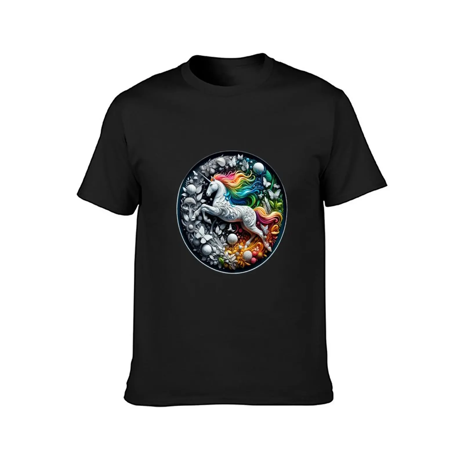 Mystical Equinox: The Circle of Life and Fantas T-Shirt vintage quick-drying Men's cotton t-shirt