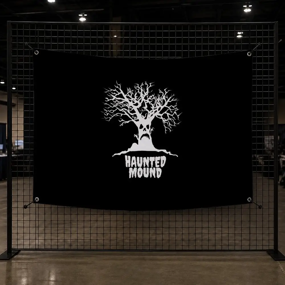 H-Haunted Mound Rap Hip-hop Flags Interior Wall Hanging Background Art Banner Bedroom Home Living Room Outdoor Party Decor